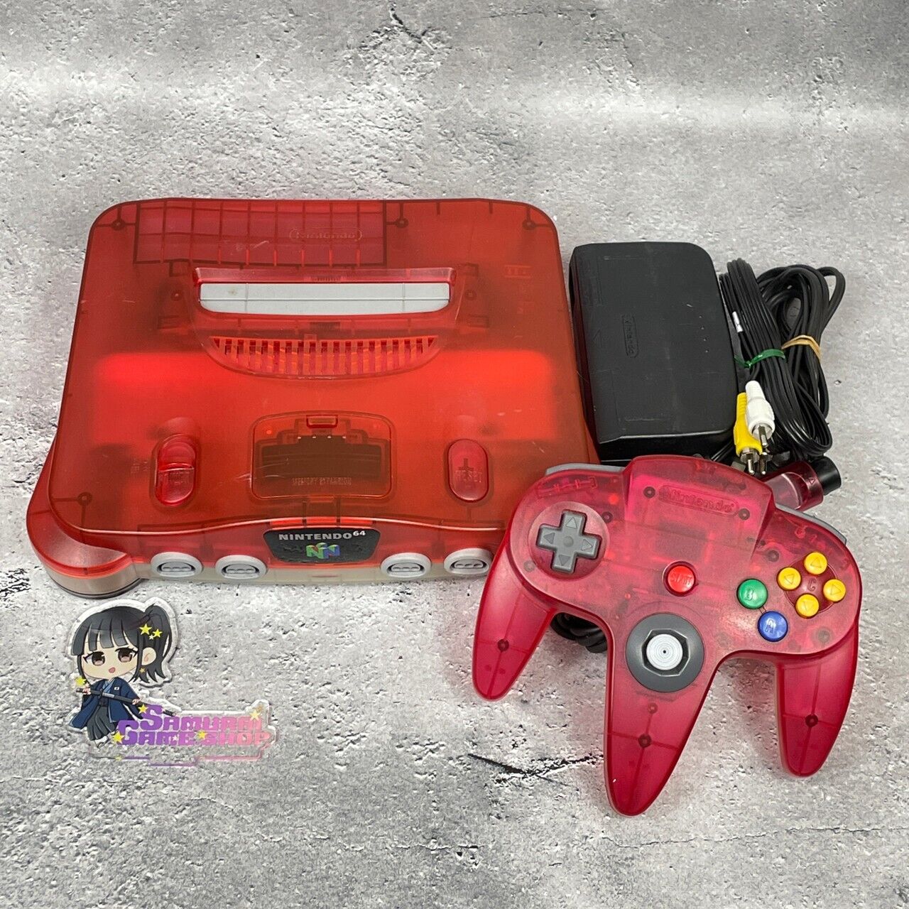 Nintendo 64 N64 Clear Blue Clear Red Console with Choice Controller and Cables
